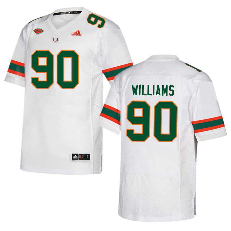 Men #90 Quentin Williams Miami Hurricanes College Football Jerseys Sale-White